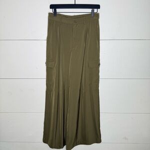 Shein • Olive Green Polyester Blend Cargo Wide Leg High Waisted Pants Size 10